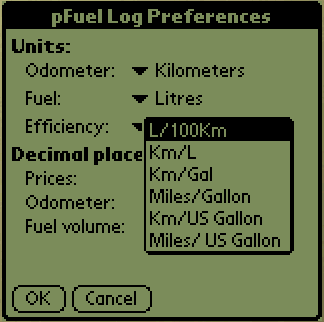 Preference Form with Efficiency choice displayed